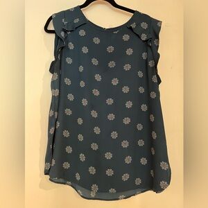 Floral Patterned Blue Women's Top
